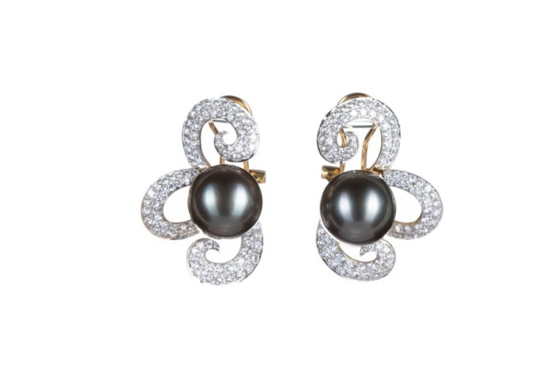Tahitian Pearl and Diamond Earrings online from Kajal Naina