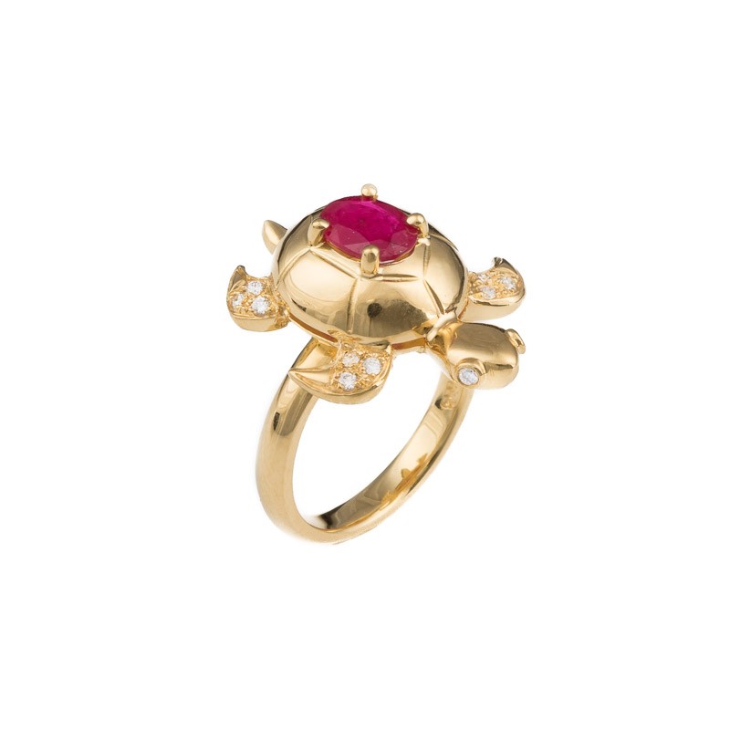Gold | Diamond | Ruby Turtle Ring Online from Kajal Naina