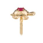 Kajal Naina Singapura Ring Diamond Ruby Turtle Gold