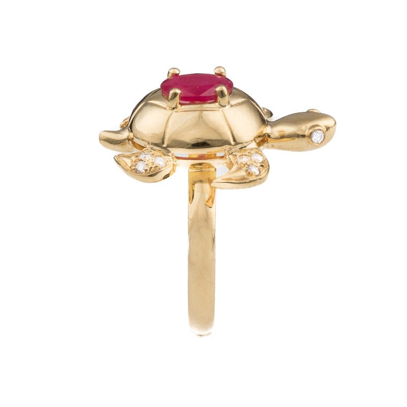 Kajal Naina Singapura Ring Diamond Ruby Turtle Gold