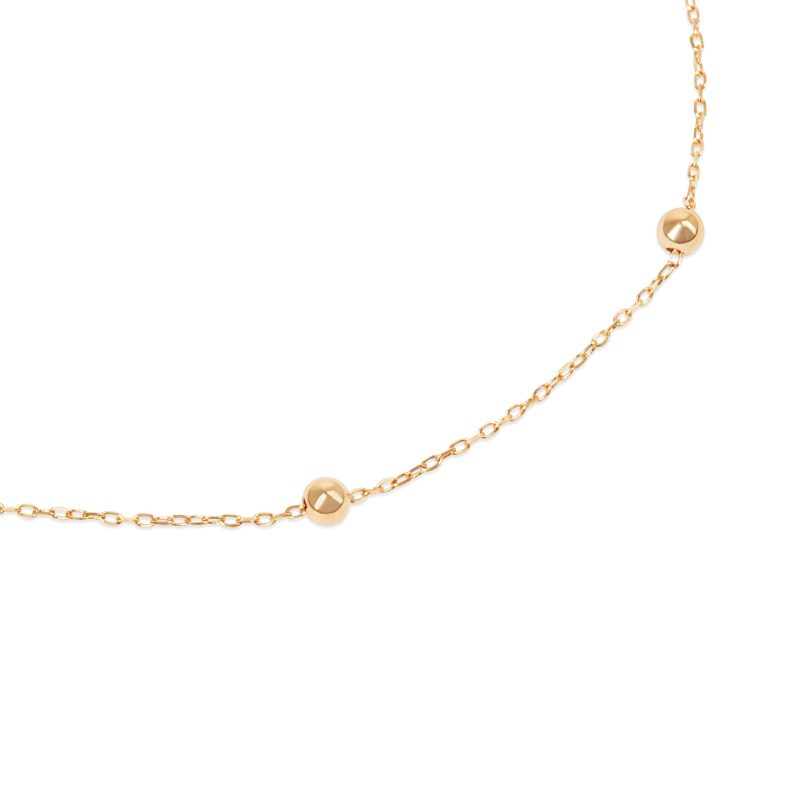 14K Yellow Gold Ball Chain Necklace / 16 Inches