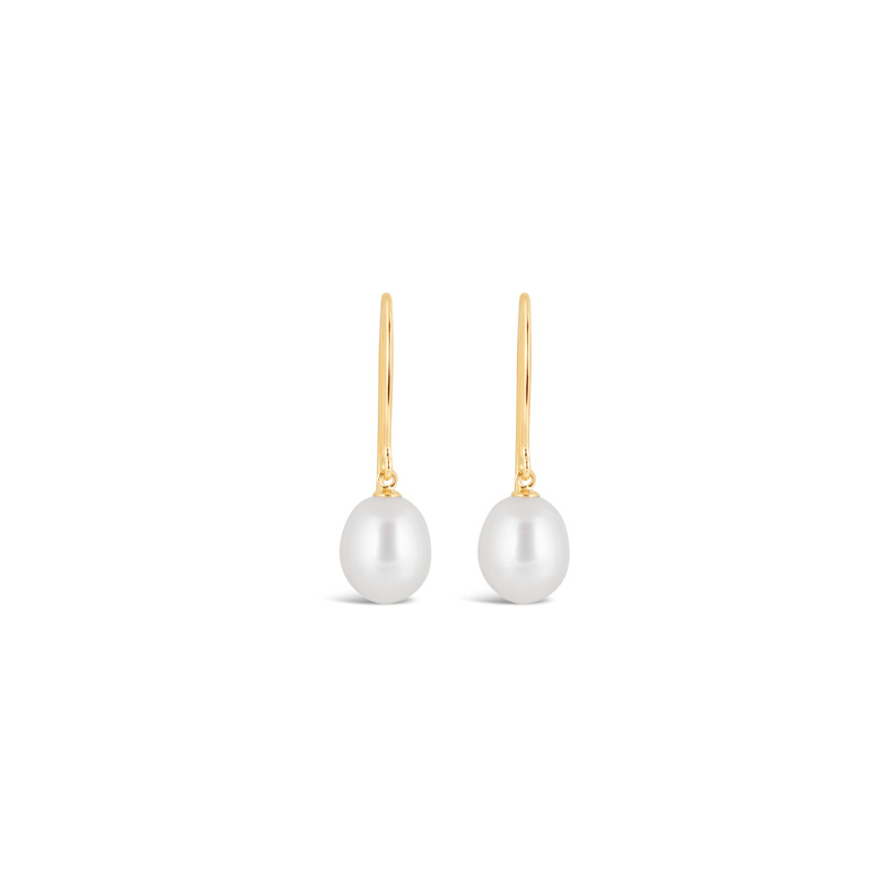 Oval Pearl Long Drop Earrings