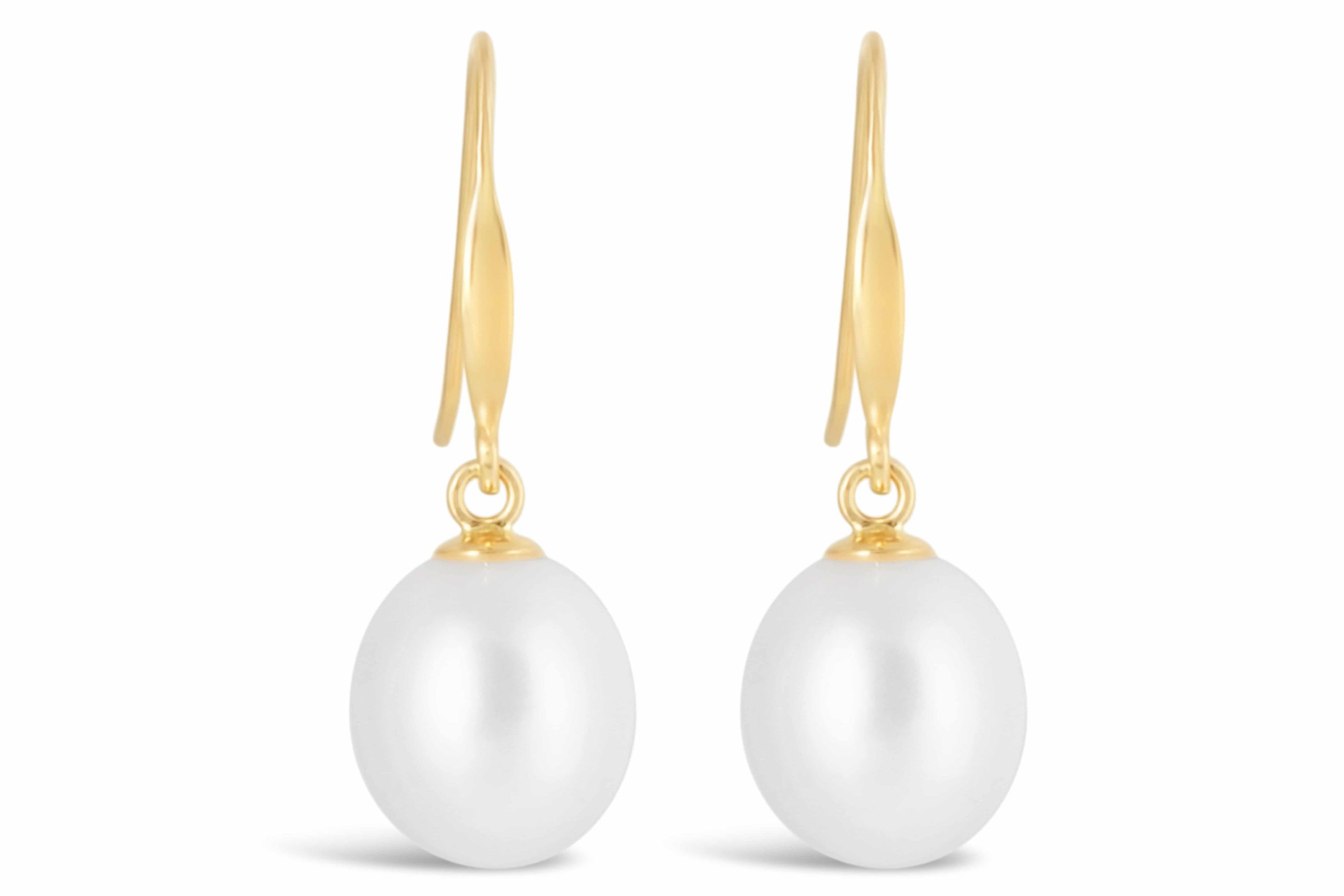 Oval Pearl Drop Earrings