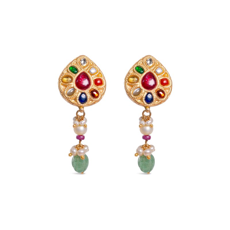 Navratna Polki Choker + Earring Set