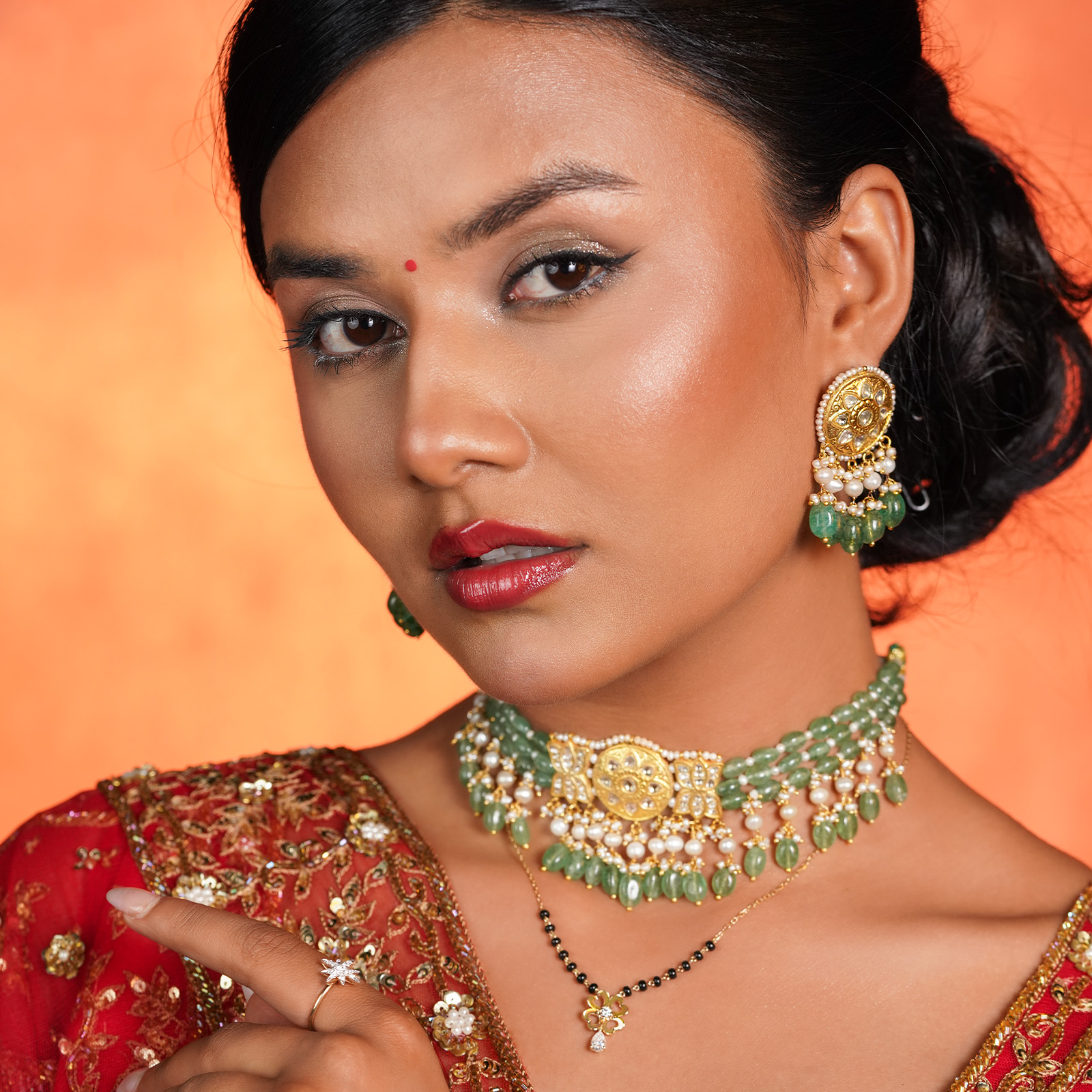 Afrin Polki Long Earrings