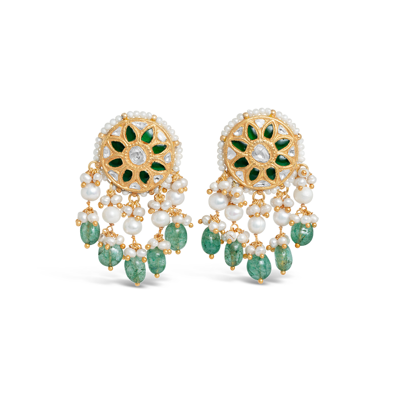 Afrin Polki Long Earrings