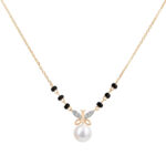 Butterfly Wings Diamond Mangalsutra with Pearl Drop/  6 beads