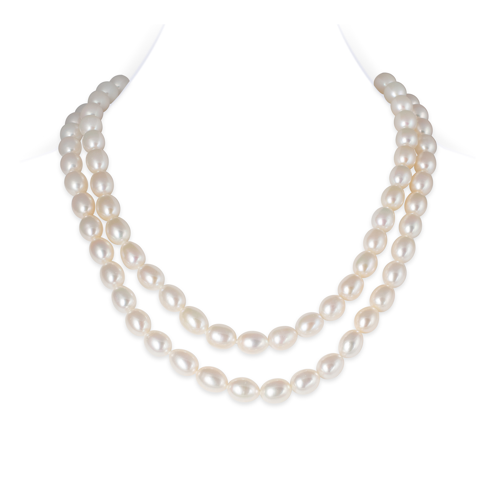 Diana Double Oval Pearl Necklace Ball Clasp