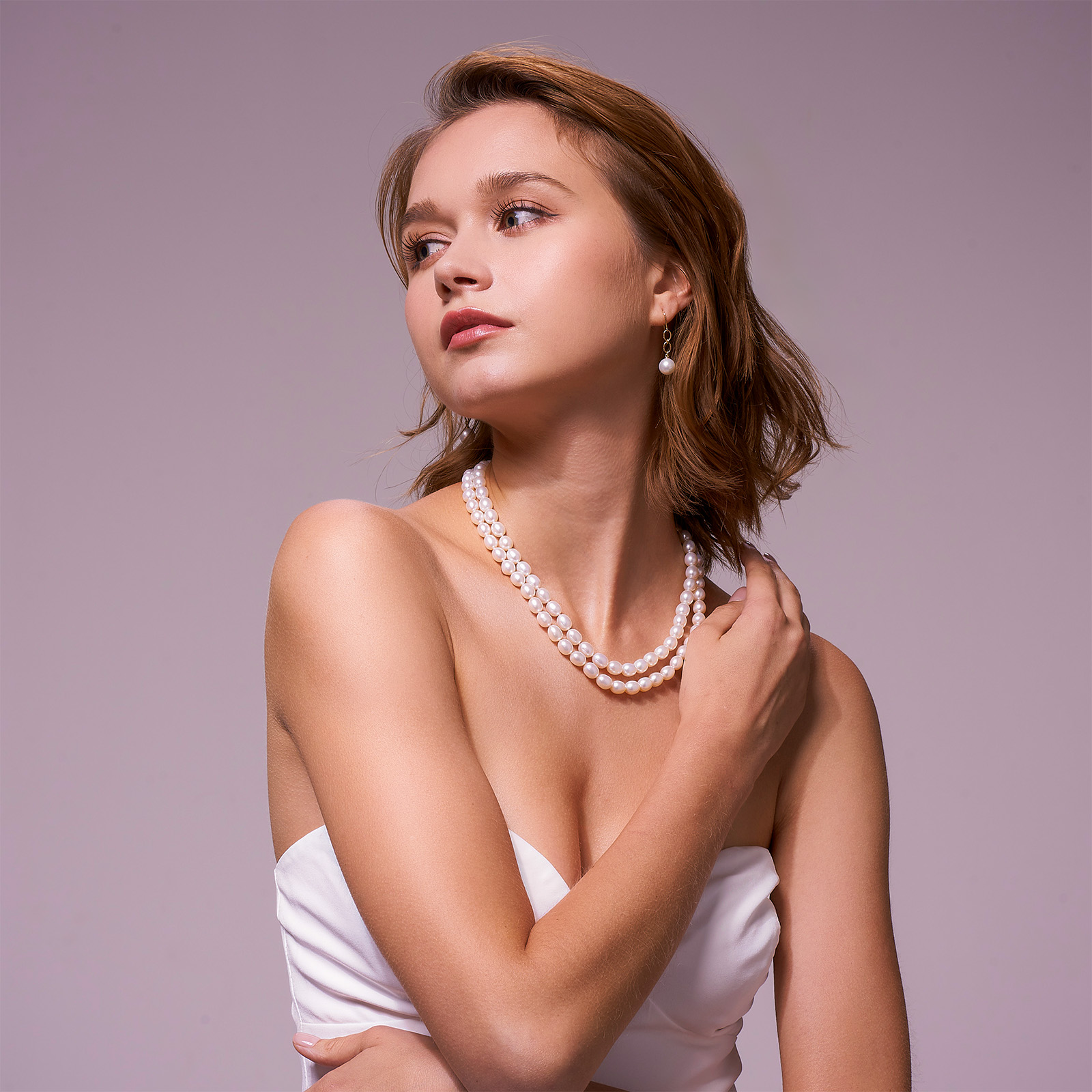 Diana Double Oval Pearl Necklace Ball Clasp