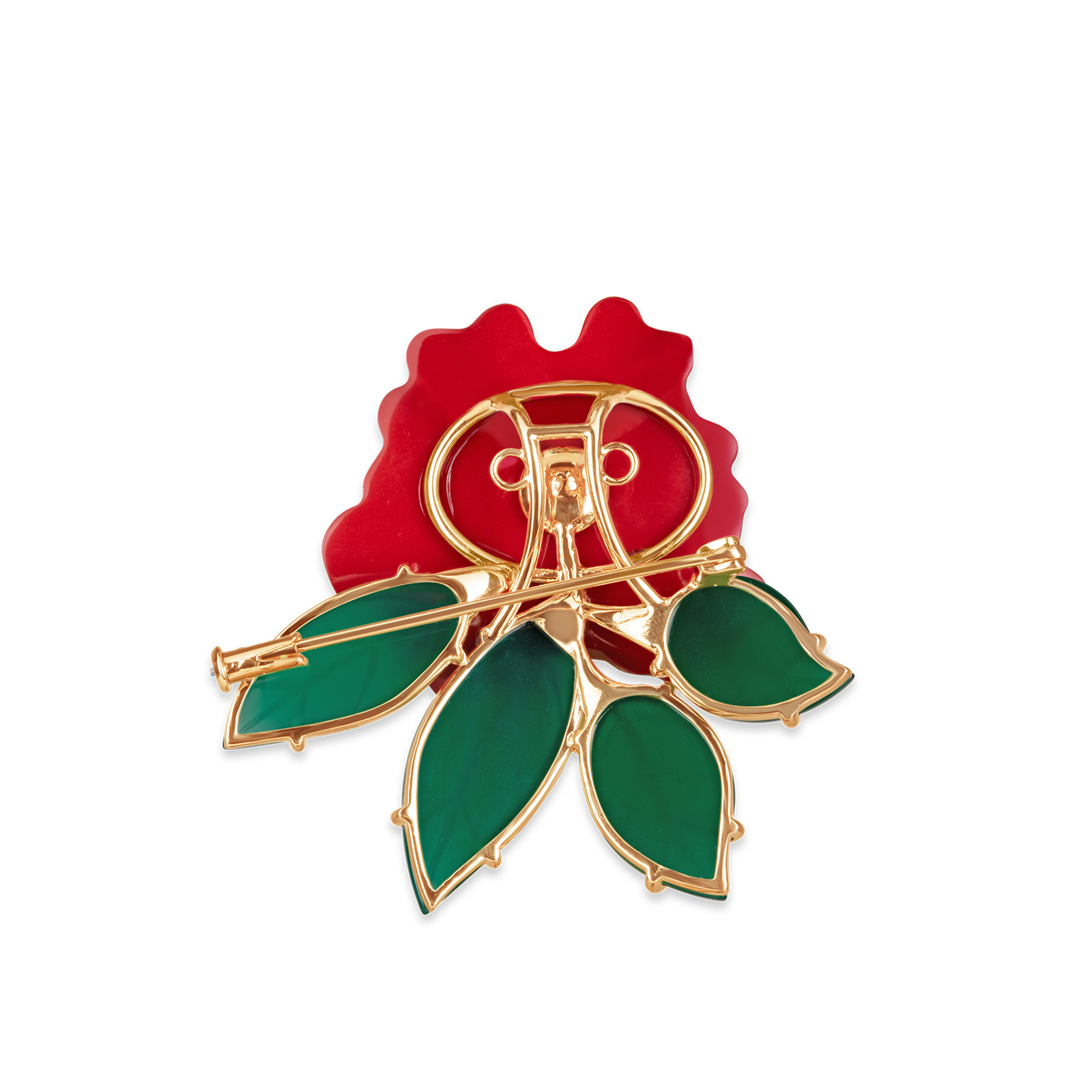 Mountain Beauty Laligurans Pendant/ Brooch  without Pearl Splash ( Red Flower/ Green Leaf)