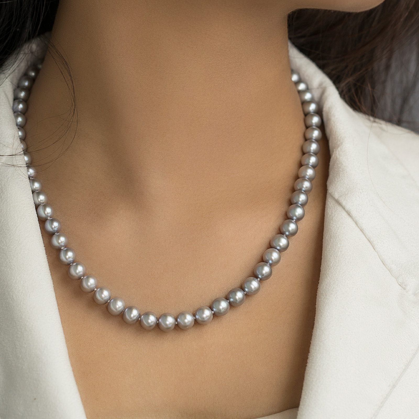 Akoya Silver Grey Pearl Necklace