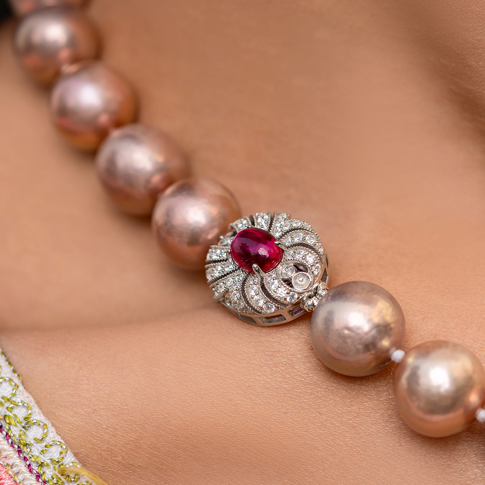 Anna Edison Pearl Necklace / Ruby