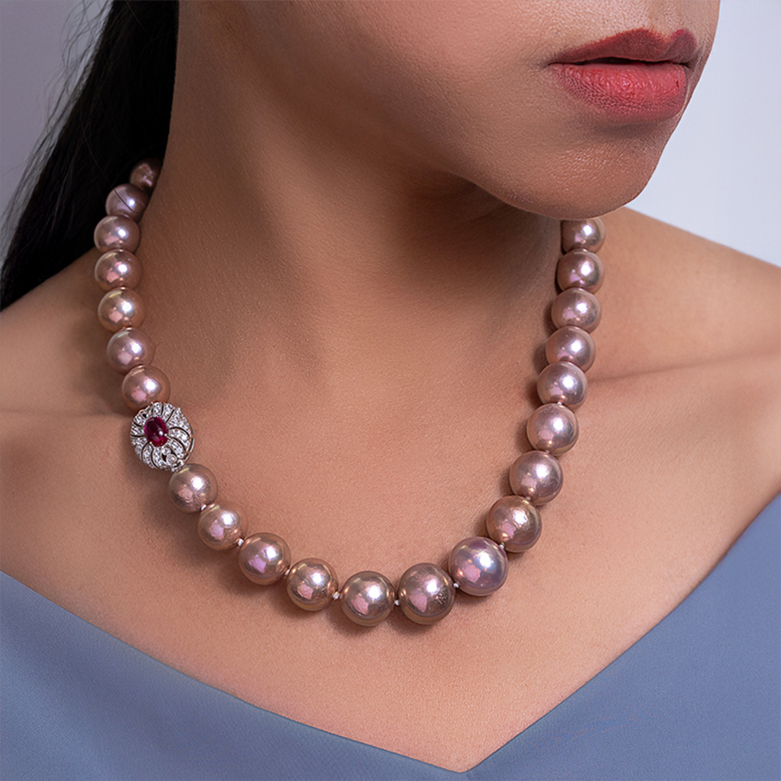 Anna Edison Pearl Necklace / Ruby