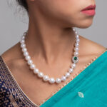 Anna Round Pearl Necklace / Emerald/ 11-14mm