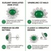 Elegant Jade Stud and CZ Halo Silver Earrings