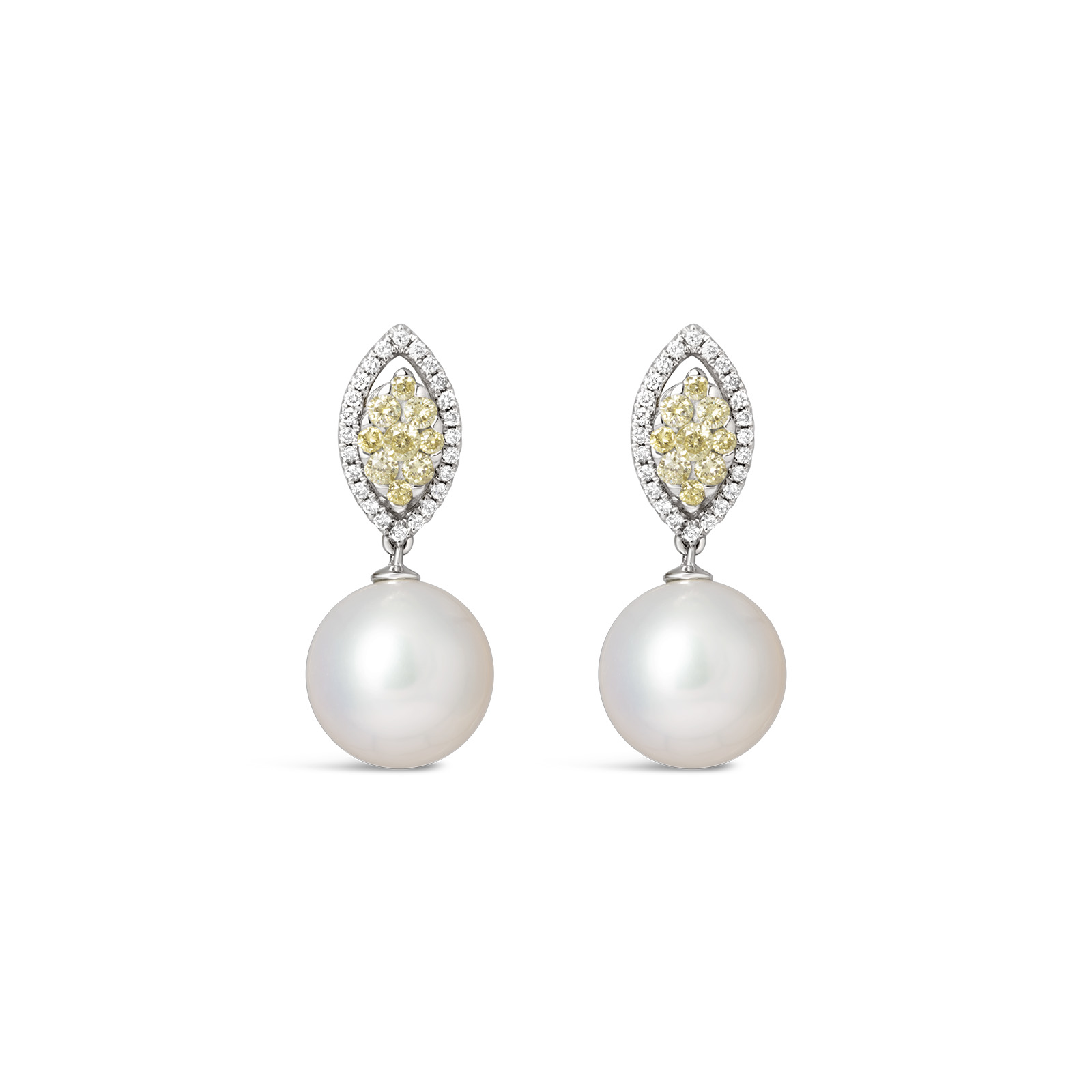 Glory Yellow Diamond and Pearl Earrings