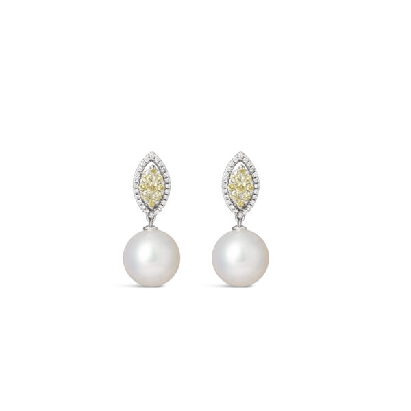 Glory Yellow Diamond and Pearl Earrings