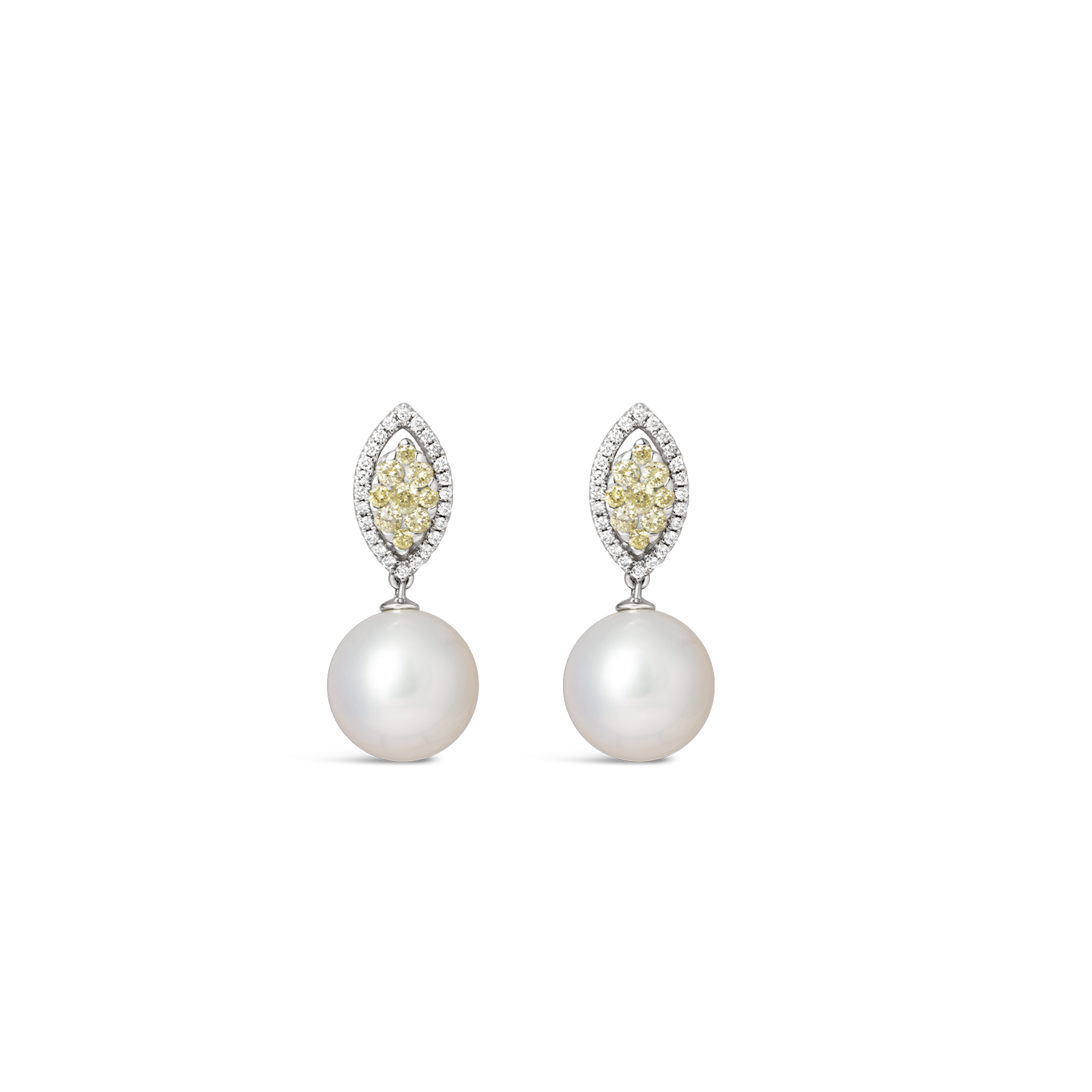 Glory Yellow Diamond and Pearl Earrings