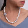 Jenna Flower Round Pearl Necklace / 18 Inches