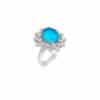 Elegant Jade Stud and CZ Halo Silver Ring