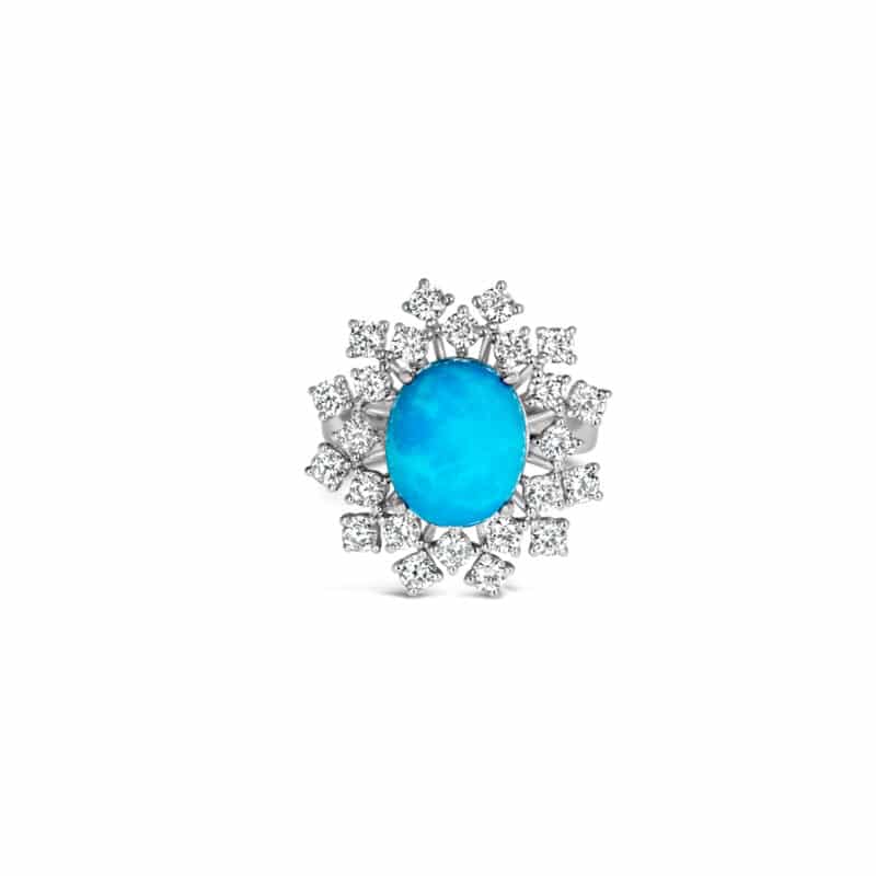 Elegant Jade Stud and CZ Halo Silver Ring