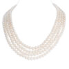 4 Strands Round Pearl Necklace with Silver Clasp
