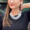 4 Strands Round Pearl Necklace with Silver Clasp