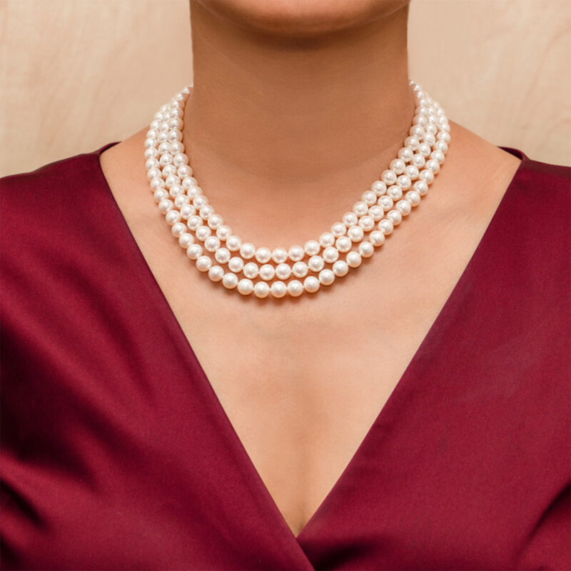Audrey 3 Strands Pearl Necklace