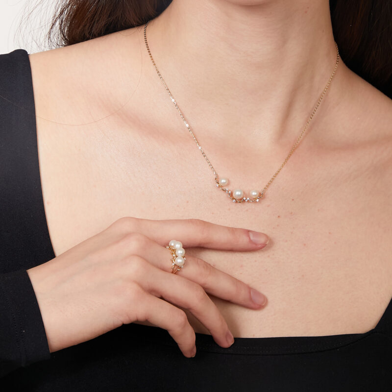 Ava Pearl and Diamond Necklace
