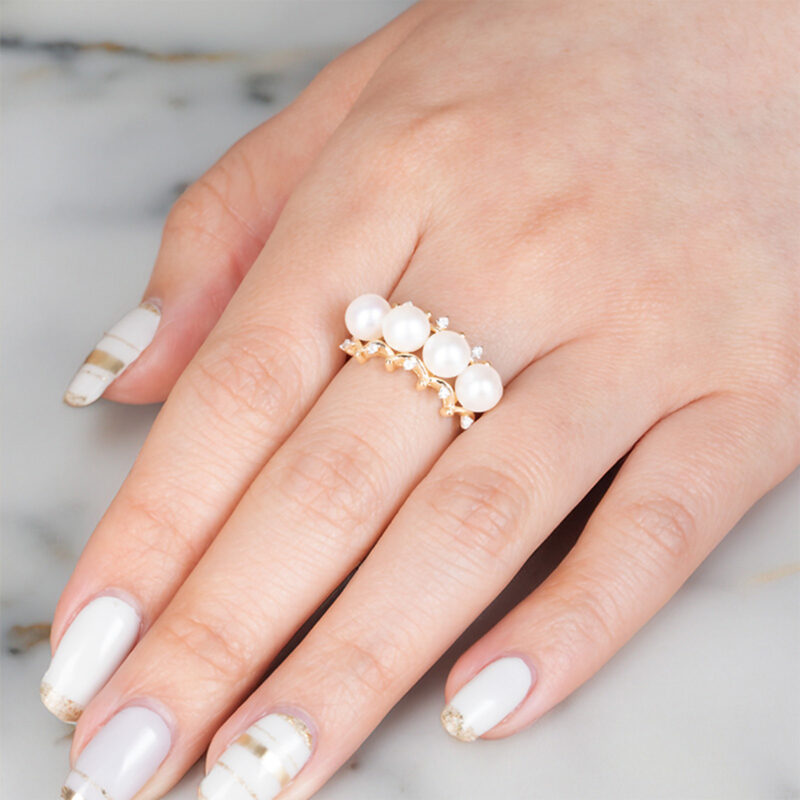 Ava Pearl and Diamond Ring