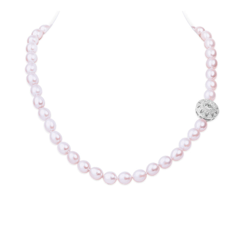 Bella Lavender Oval Pearl Necklace /Moonstone Clasp