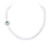 Bella White Oval Pearl Necklace /Emerald Clasp