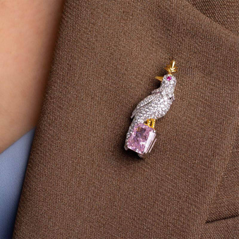 Bird on a Gem Brooch