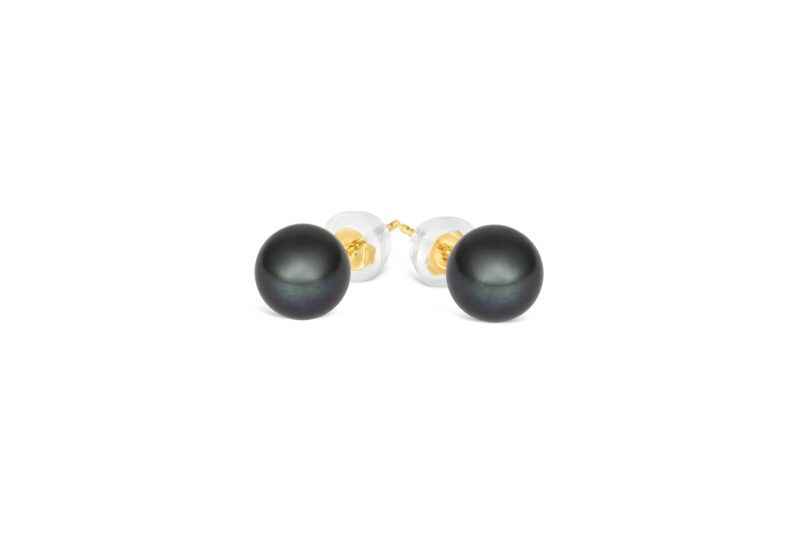 Rare Metallic Freshwater Dark Pearl Ear Studs