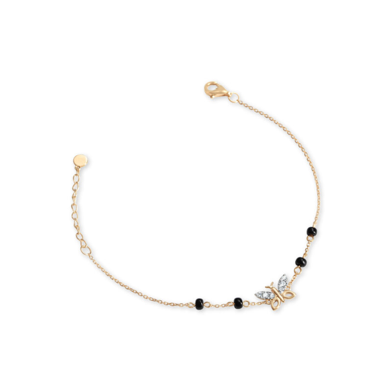 Butterfly Wings Diamond Bracelet with Black Beads (Children)