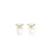 Butterfly Wings Diamond Earrings with Pearl Drop/ small size
