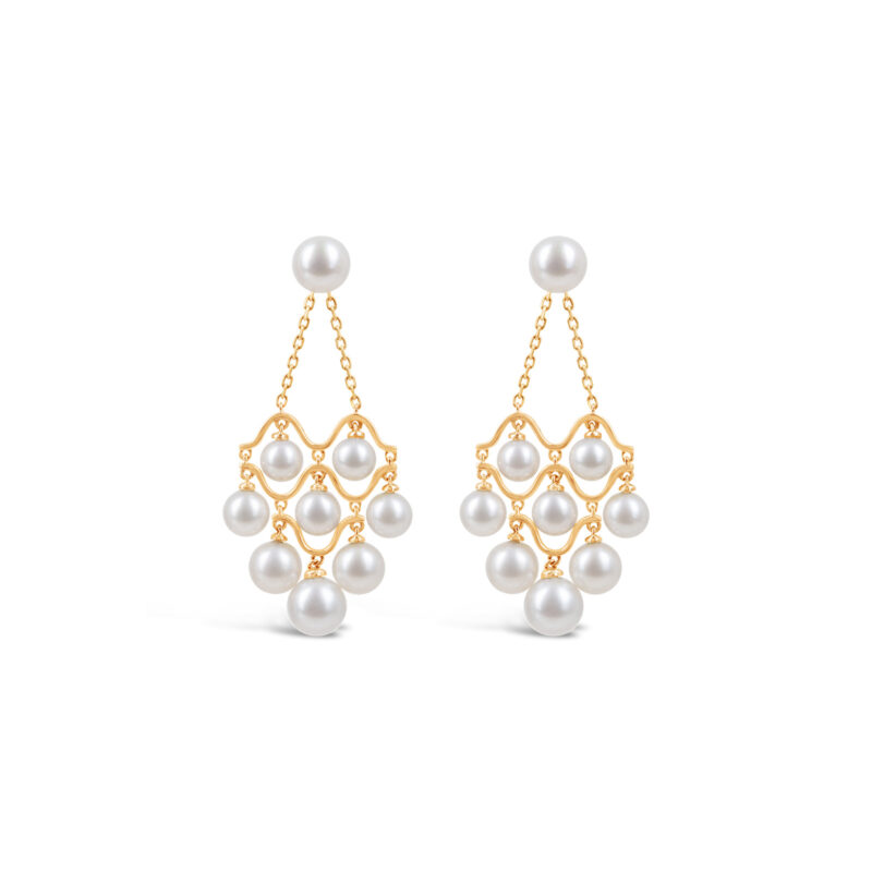 Cascade Pearl Earrings/ 14K