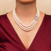 Cher 3 Strands Lavender Round Pearl Necklace