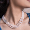 Cher 3 Strands Lavender Round Pearl Necklace