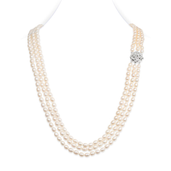 Cher 3 Strands Lavender Oval Pearl Necklace