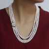 Cher 3 Strands Round Pearl Necklace