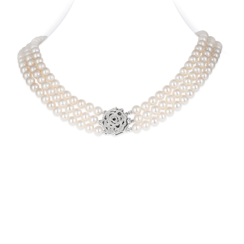 Cher 3 Strands Round Pearl Necklace