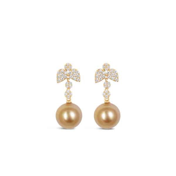 Kate Diamond and Golden Pearl Earrings