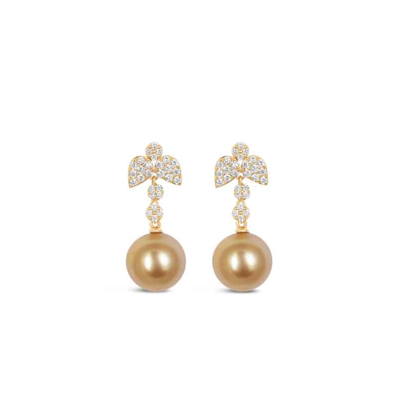 Kate Diamond and Golden Pearl Earrings