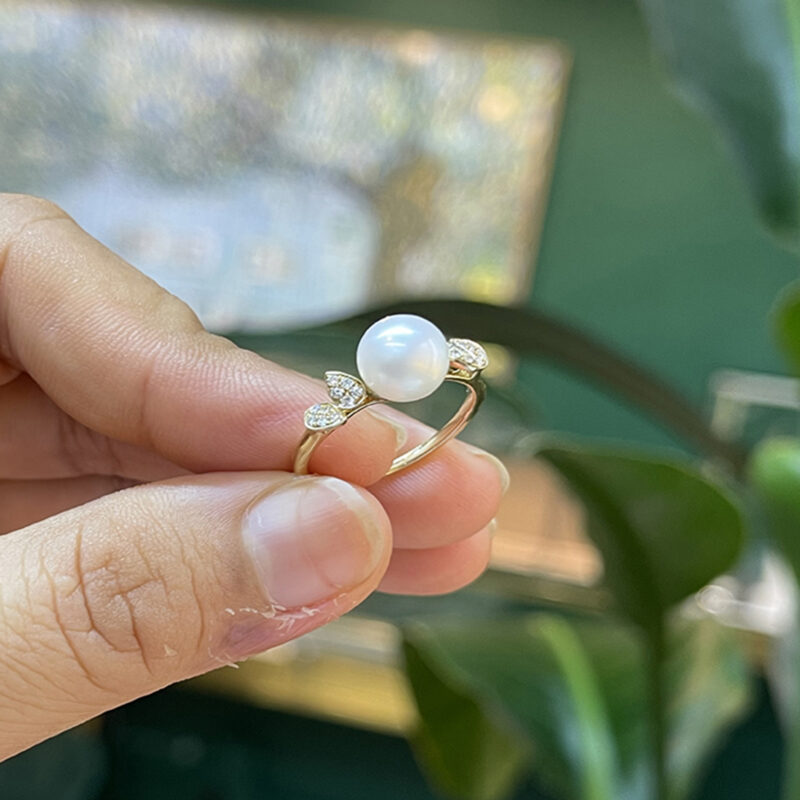 Dew Drop Pearl Diamond Ring