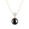 Diamond Flower Tahitian Pearl Necklace