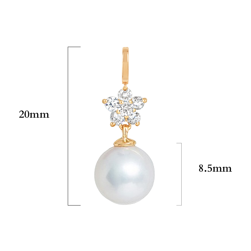 Diamond Flower and Pearl Pendant