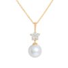 Diamond Flower and Pearl Pendant
