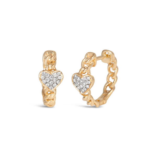 Diamond Heart Huggies