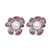 Exquisite Silver Pave Ruby & Sapphire Pearl Earrings – KN
